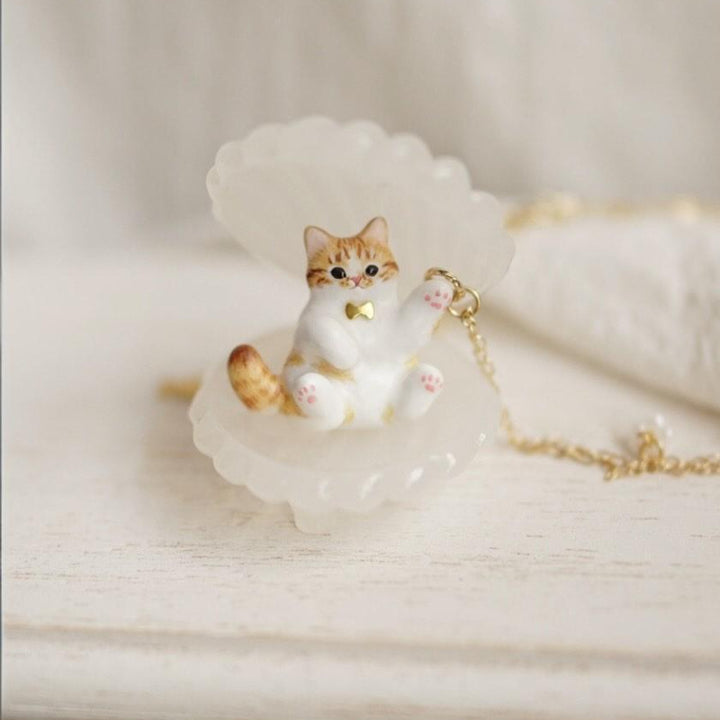 Cute Cat Flower Pendant Necklace