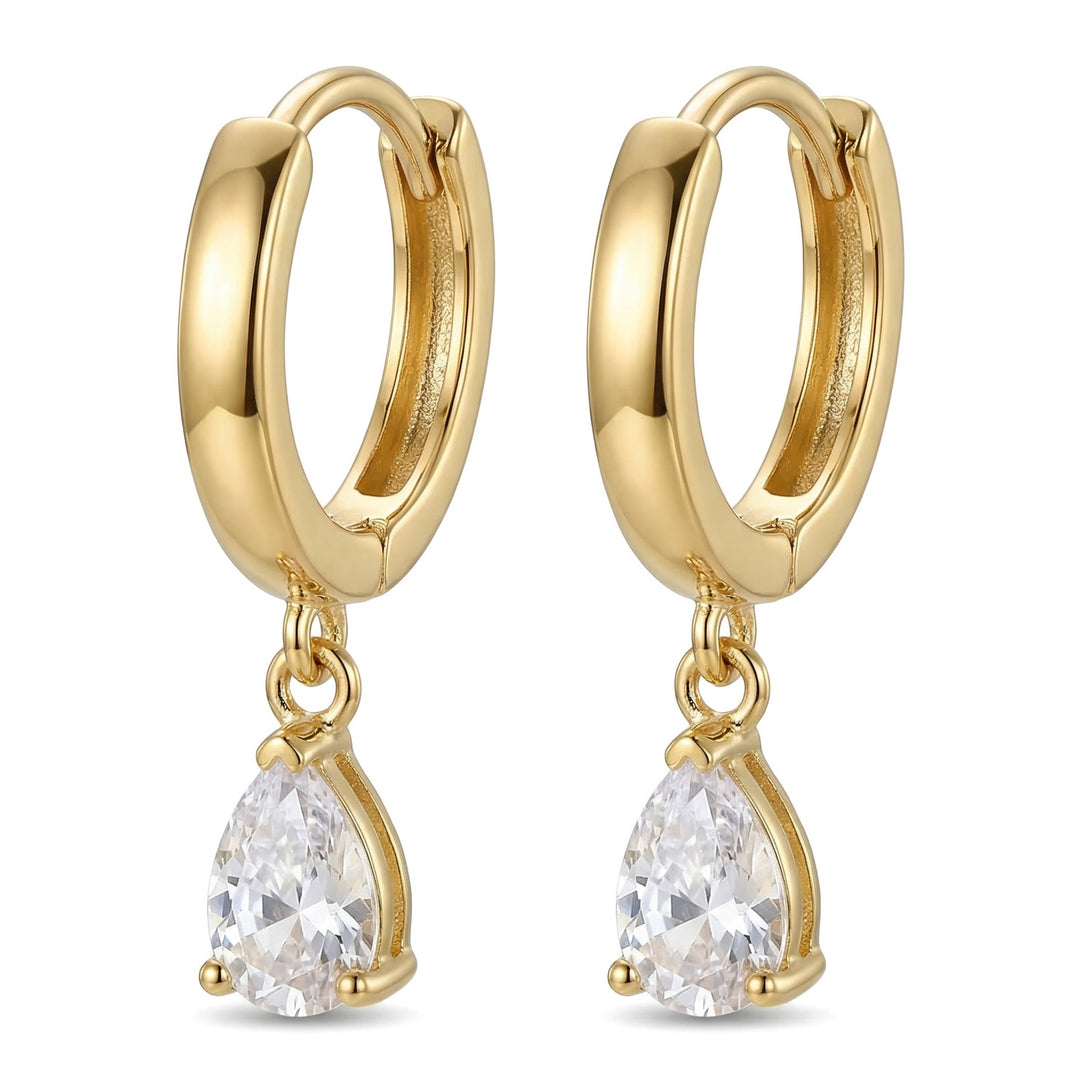 Teardrop Zircon Hoop Earrings