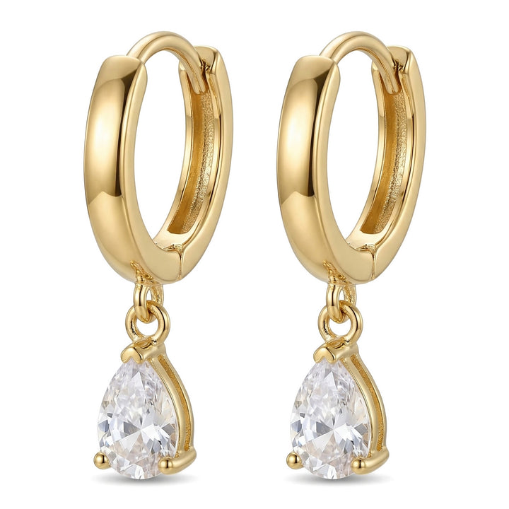 Teardrop Zircon Hoop Earrings