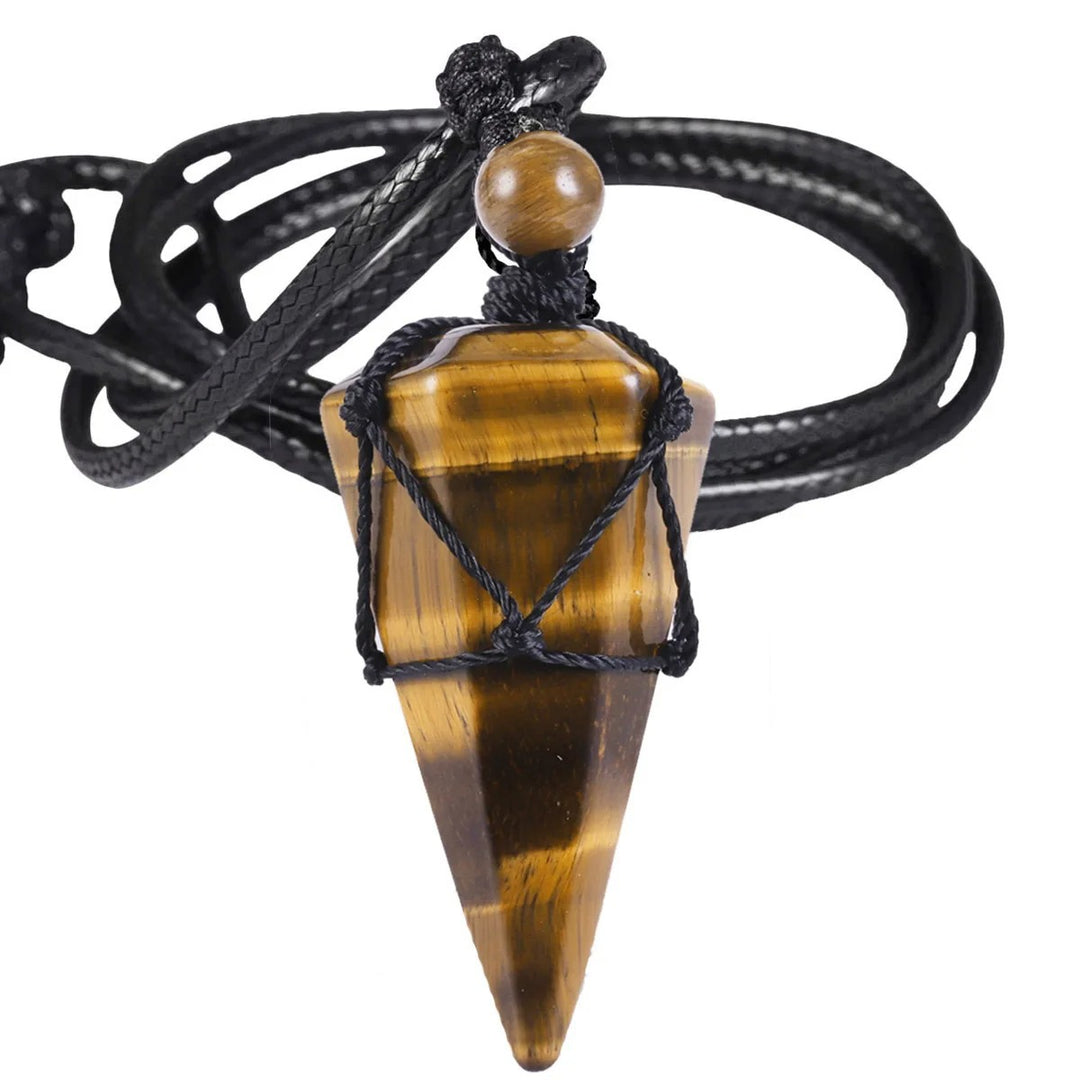 Pointed Cone Braided Pendant Necklace