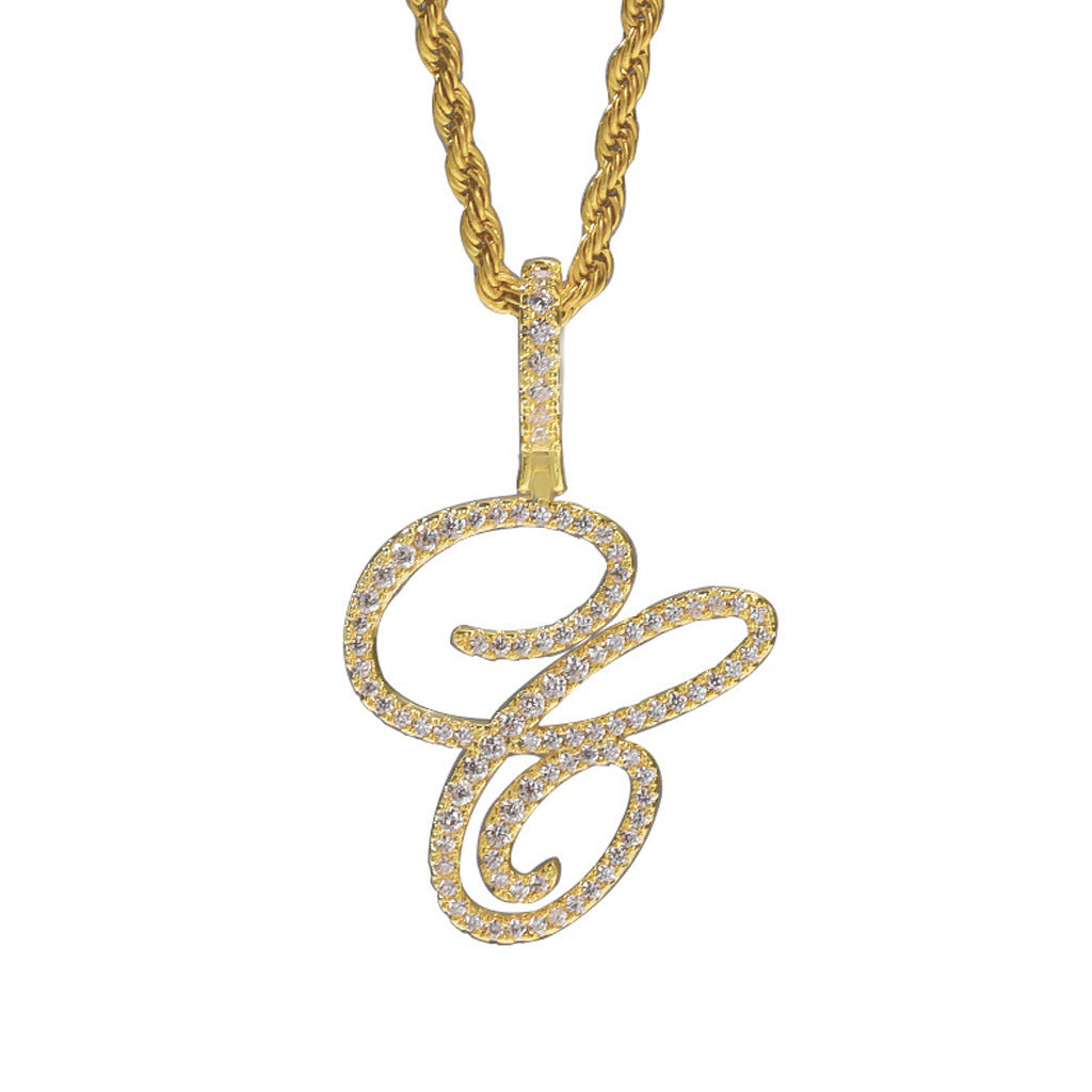 Personalized Letter Zircon Pendant Necklace