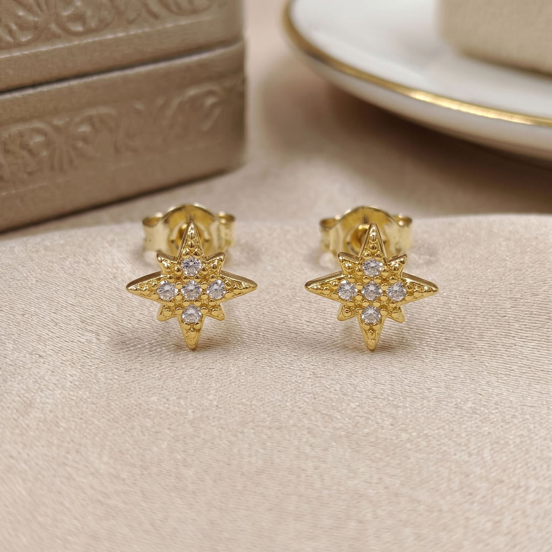 Octagram Zircon Stud Earrings