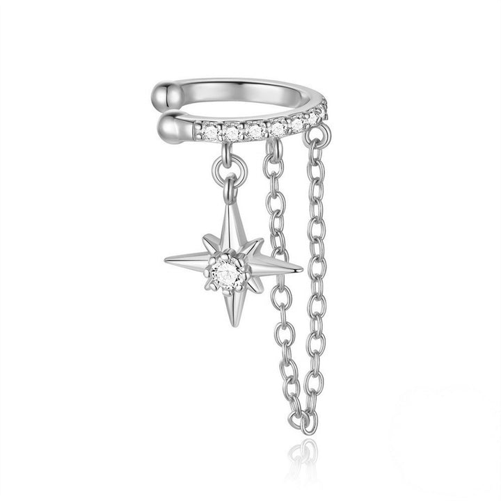 Eight-Pointed Star Chain Ear Cuff