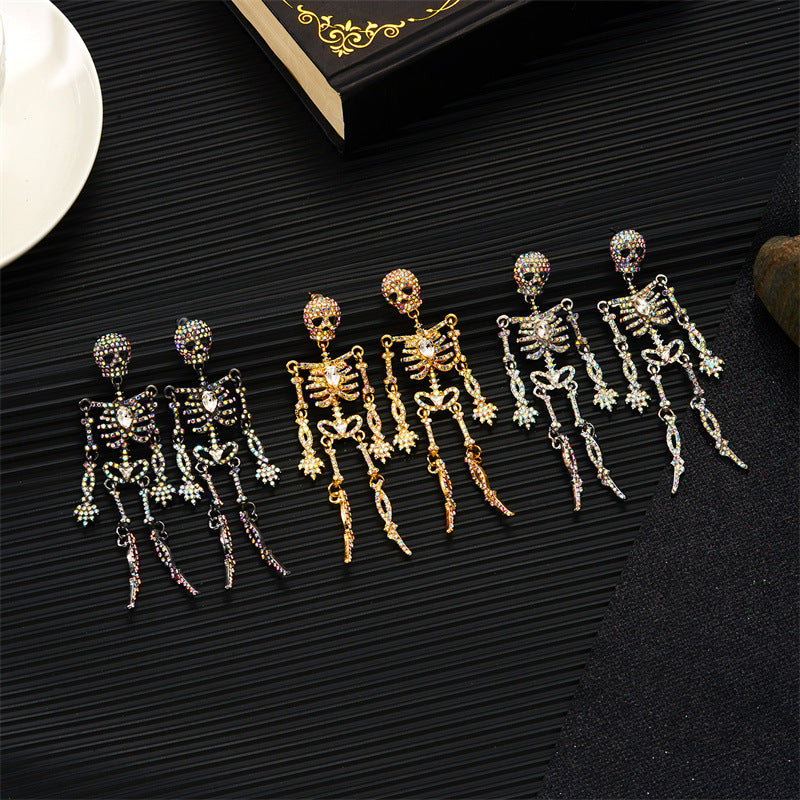 Cubic Zirconia Skeleton Drop Earrings