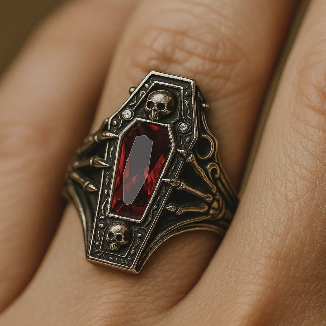 Gothic Coffin Skull Ring