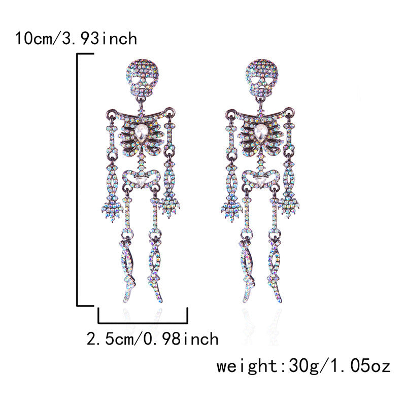 Cubic Zirconia Skeleton Drop Earrings