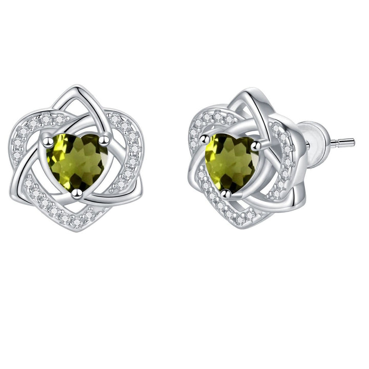 Heart Celtic Knot Birthstone Stud Earrings
