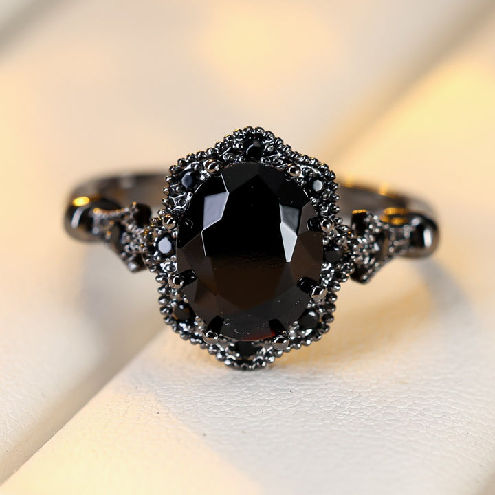 Vintage Obsidian Halo Ring