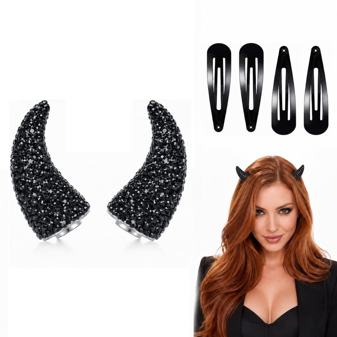 Rhinestone Devil Horn Hair Clips