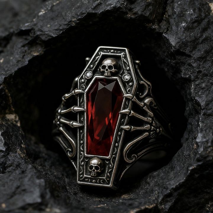 Gothic Coffin Skull Ring