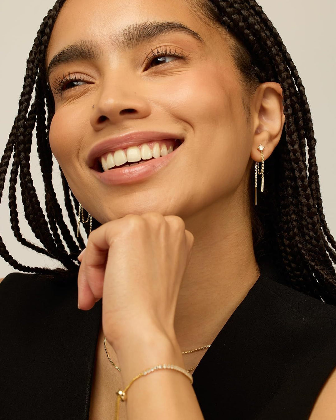 Cubic Zirconia Ball Threader Earscapes