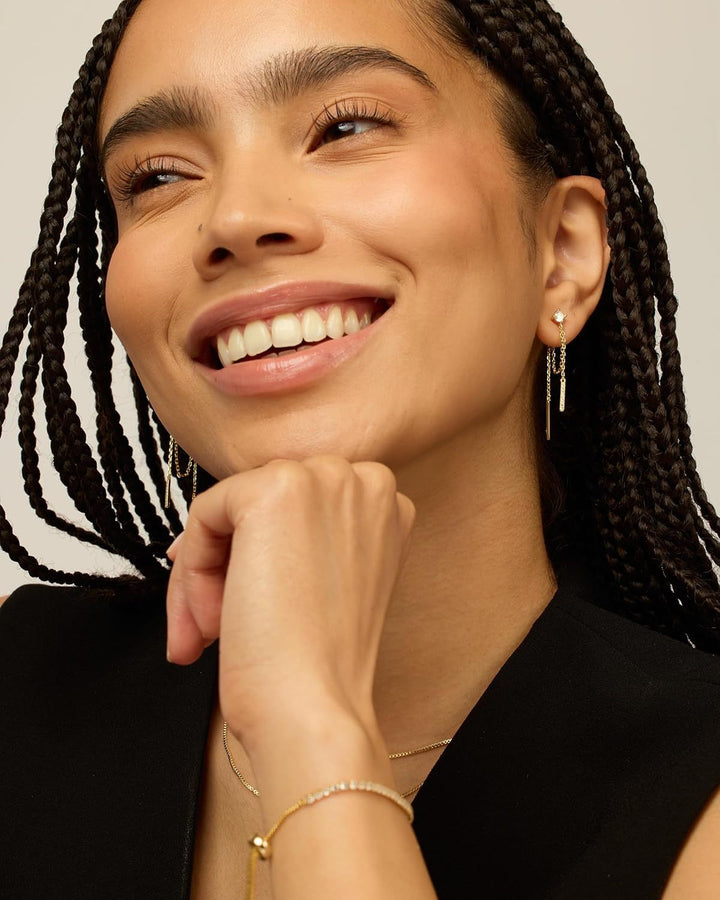 Cubic Zirconia Ball Threader Earscapes