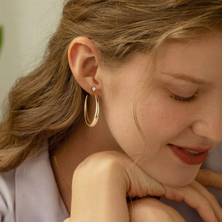 Sculptural Oval Hoop Earrings