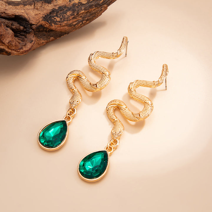 Golden Serpent Crystal Necklace