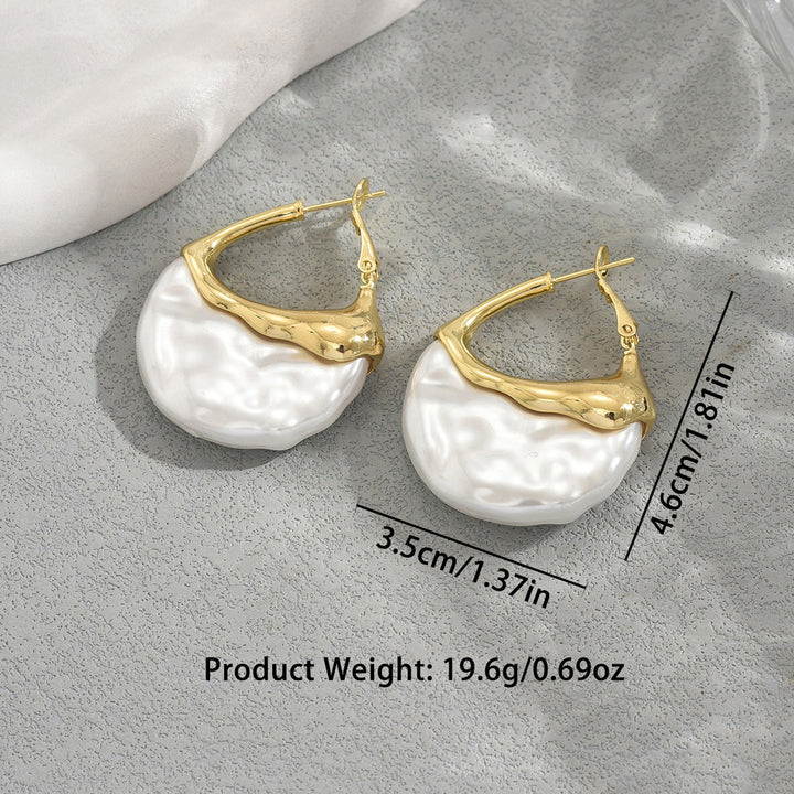 Luna Pearl Sculptural Hoop Earrings