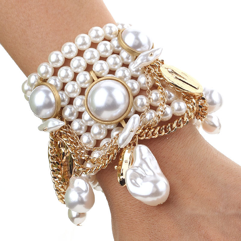 Layered Pearlescent Shell Charm Bracelet