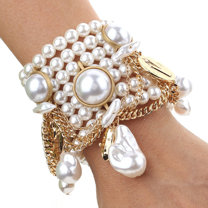 Layered Pearlescent Shell Charm Bracelet