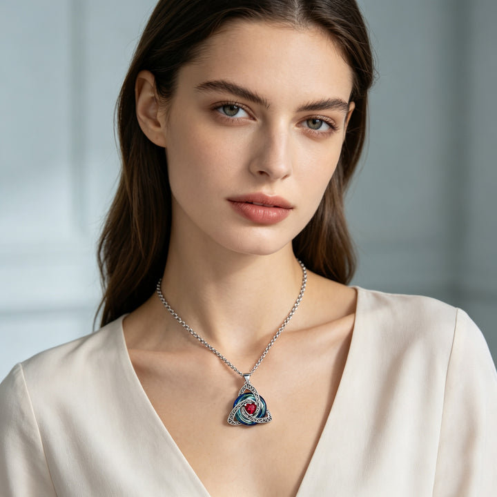 Trinity Knot Birthstone Heart Pendant