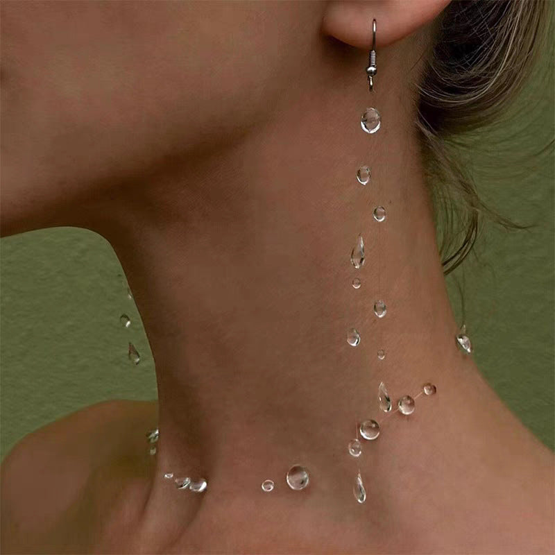 Transparent Crystal Water Drop Jewelry Set