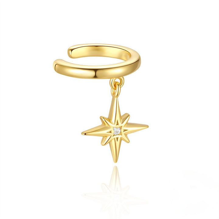 Eight-Pointed Star Chain Ear Cuff