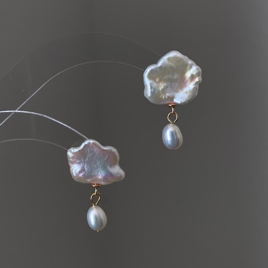 Pearl Cloud Drop Earrings