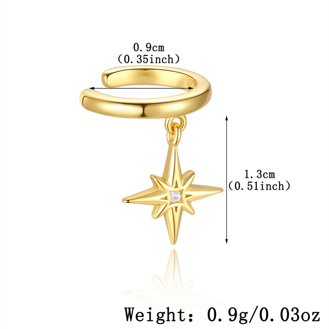 Eight-Pointed Star Chain Ear Cuff