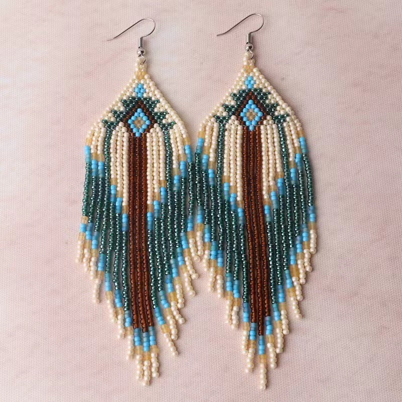 Boho Beaded Tassel Earrings