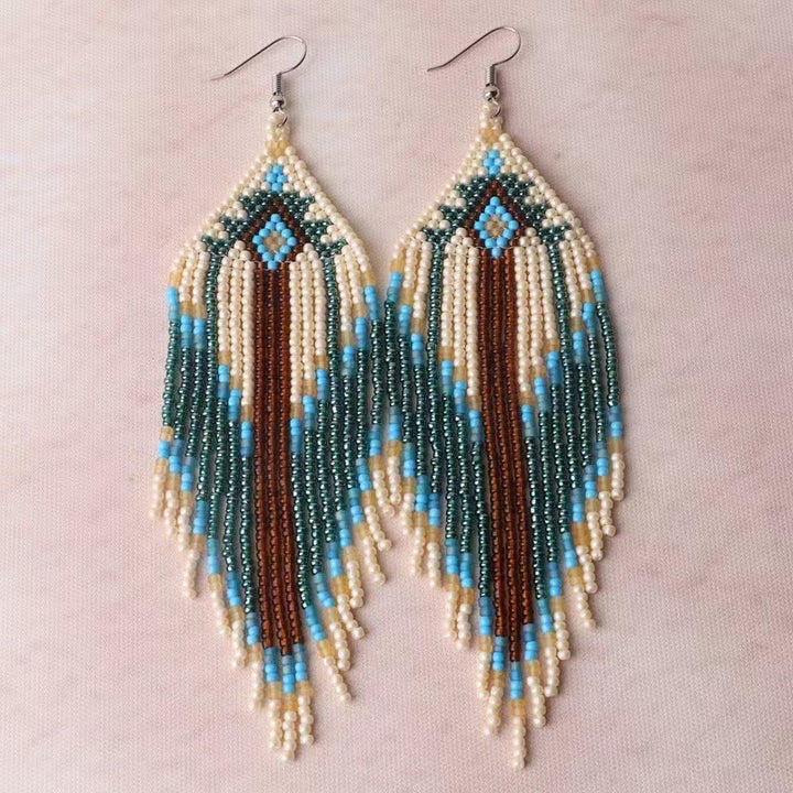 Boho Beaded Tassel Earrings