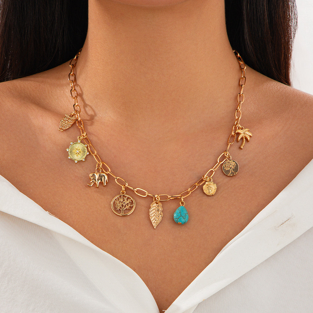 Boho Mixed Charm Pendant Necklace