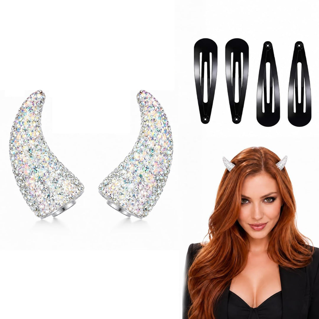 Rhinestone Devil Horn Hair Clips
