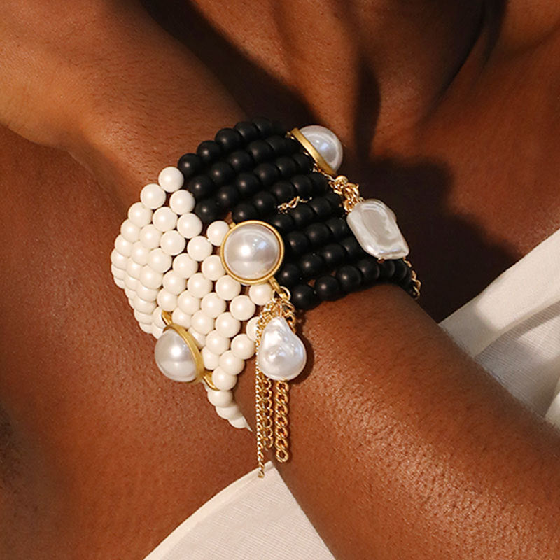 Layered Pearlescent Shell Charm Bracelet