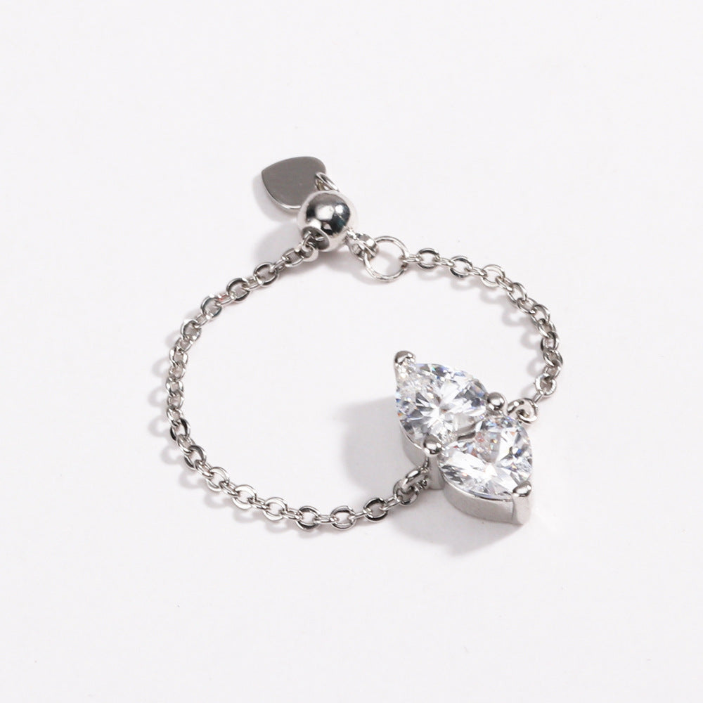 Adjustable Crystal Pull-Chain Ring