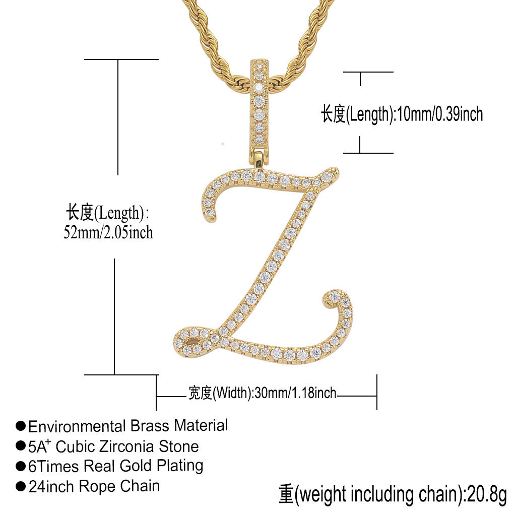 Personalized Letter Zircon Pendant Necklace