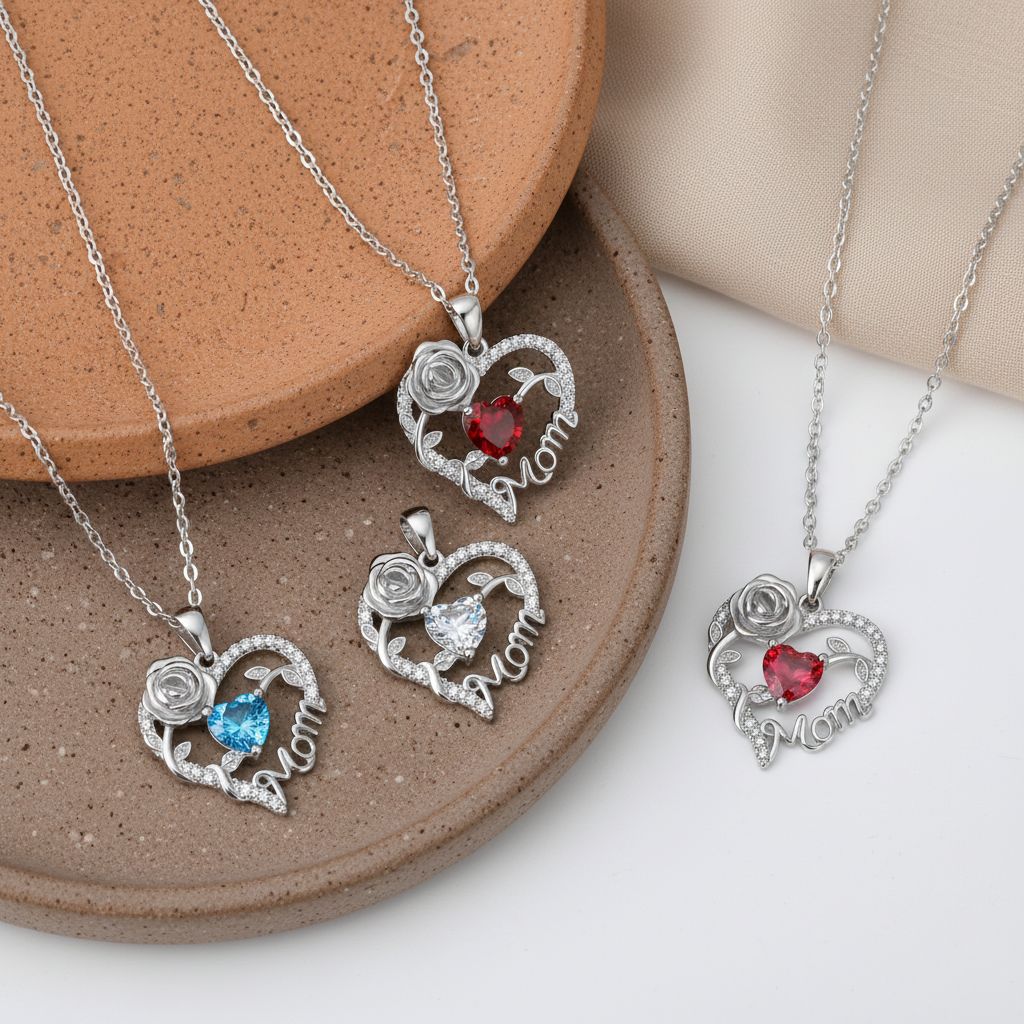 Rose Heart Love Pendant Necklace
