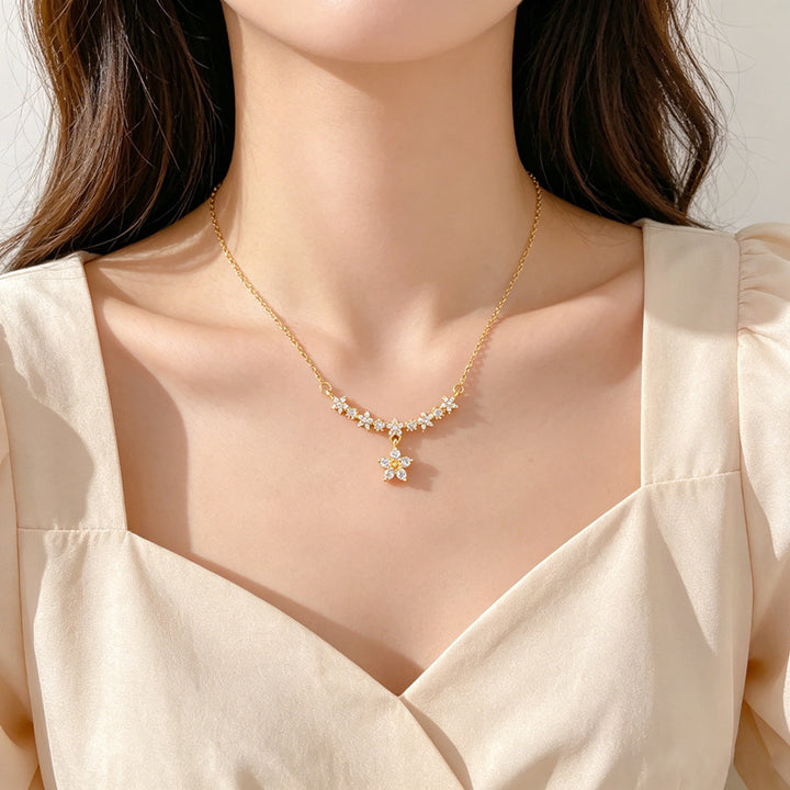 Cubic Zirconia Flower Necklace