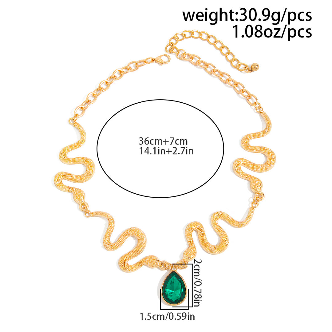 Golden Serpent Crystal Necklace
