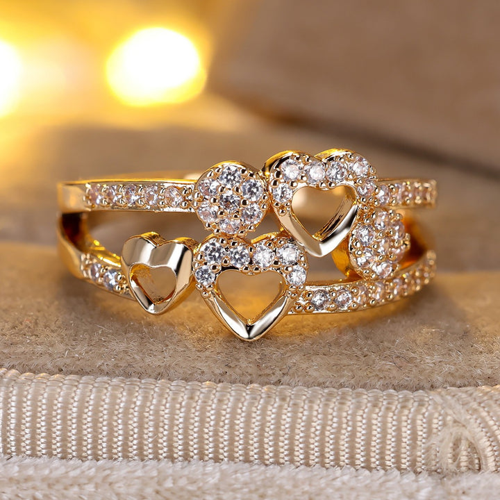 Double Heart Crystal Ring