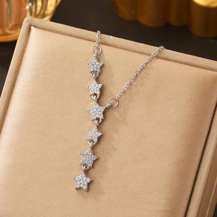 Gold Star Drop Necklace