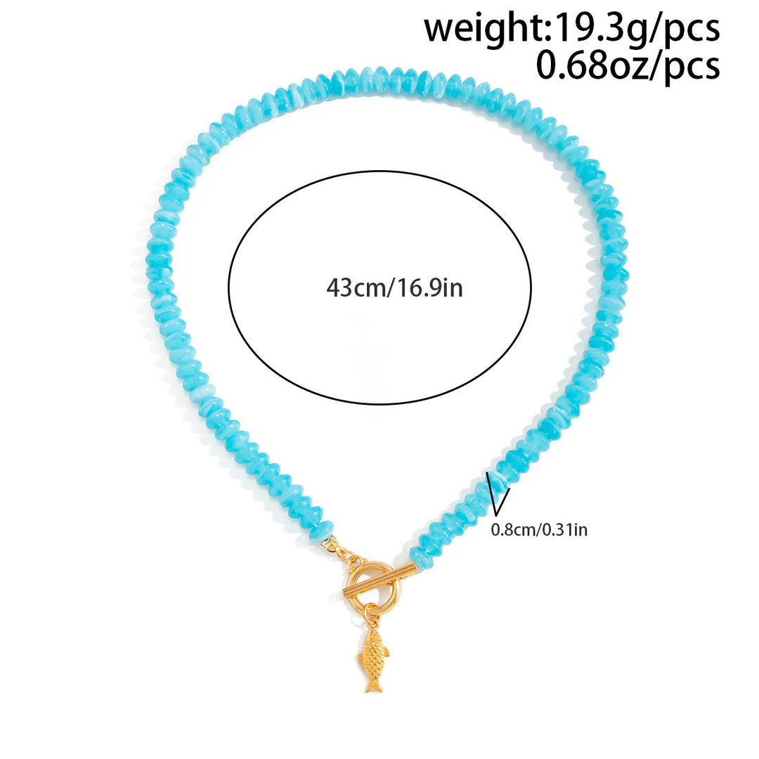 Colorful Beaded Fish Pendant Necklace