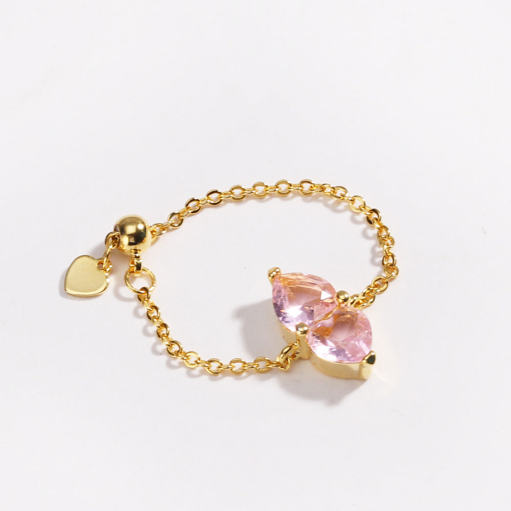 Adjustable Crystal Pull-Chain Ring