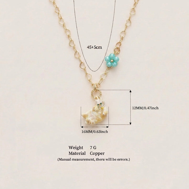Cute Cat Flower Pendant Necklace