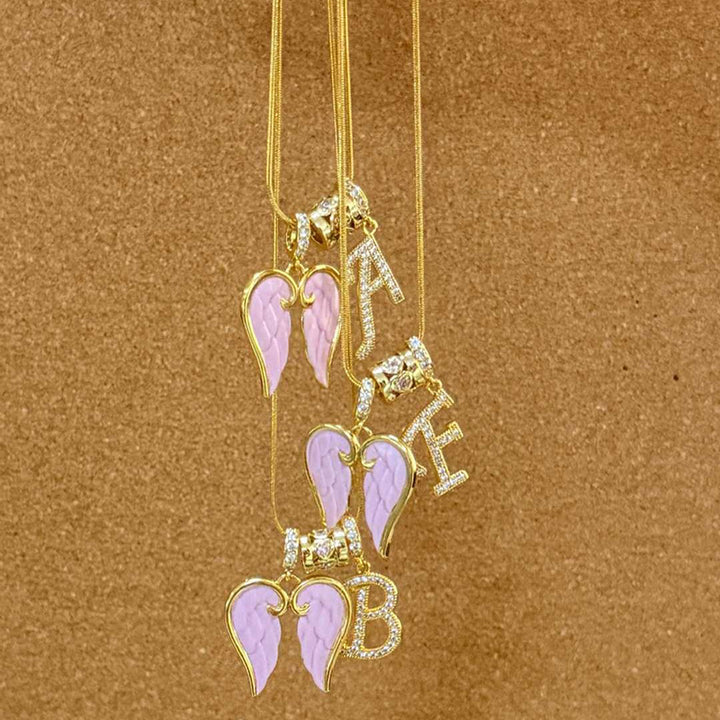 Angel Wings Initial Necklace