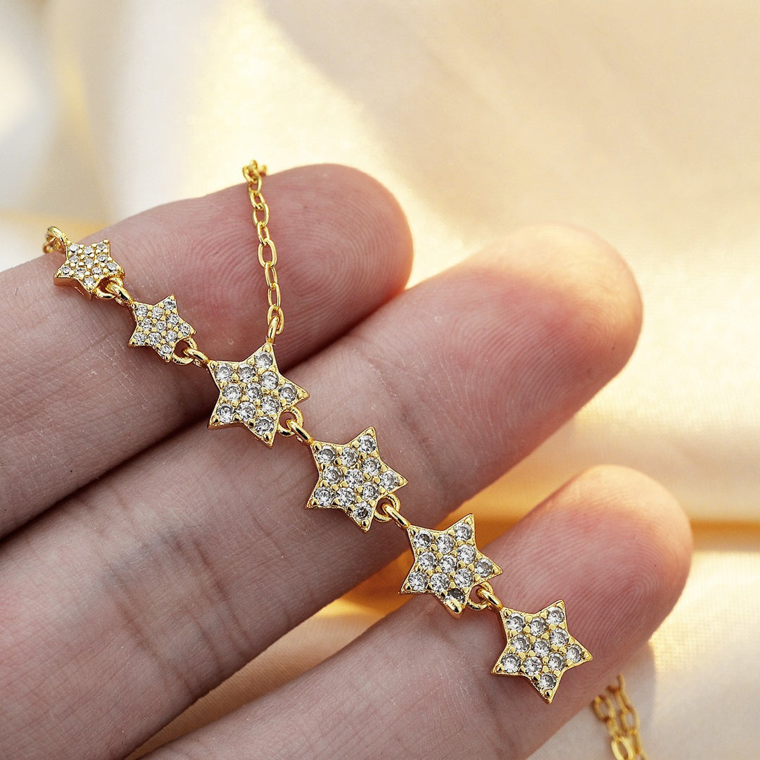 Gold Star Drop Necklace