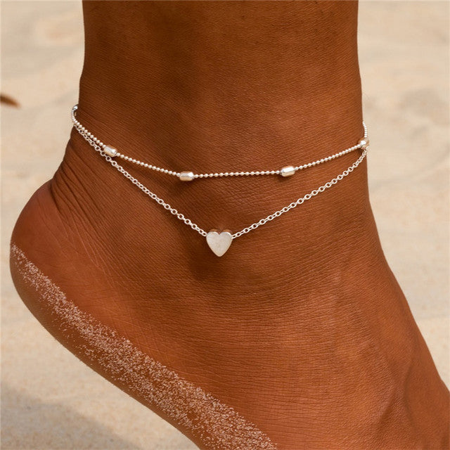 Heart Double Chain Anklet