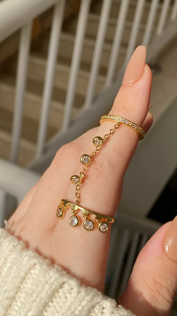 Crystal Chain Finger Ring
