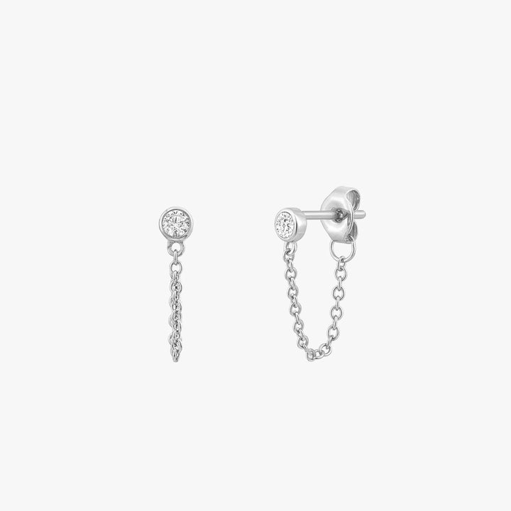 Cubic Zirconia Chain Stud Earrings