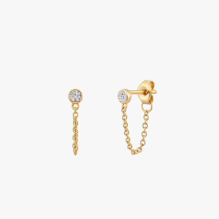 Cubic Zirconia Chain Stud Earrings