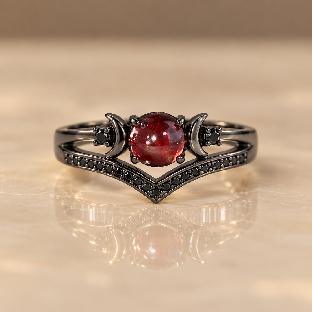Celestial Moon V-Shaped Ring