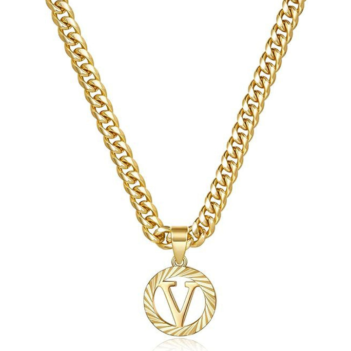 Vintage Initial Medallion Necklace