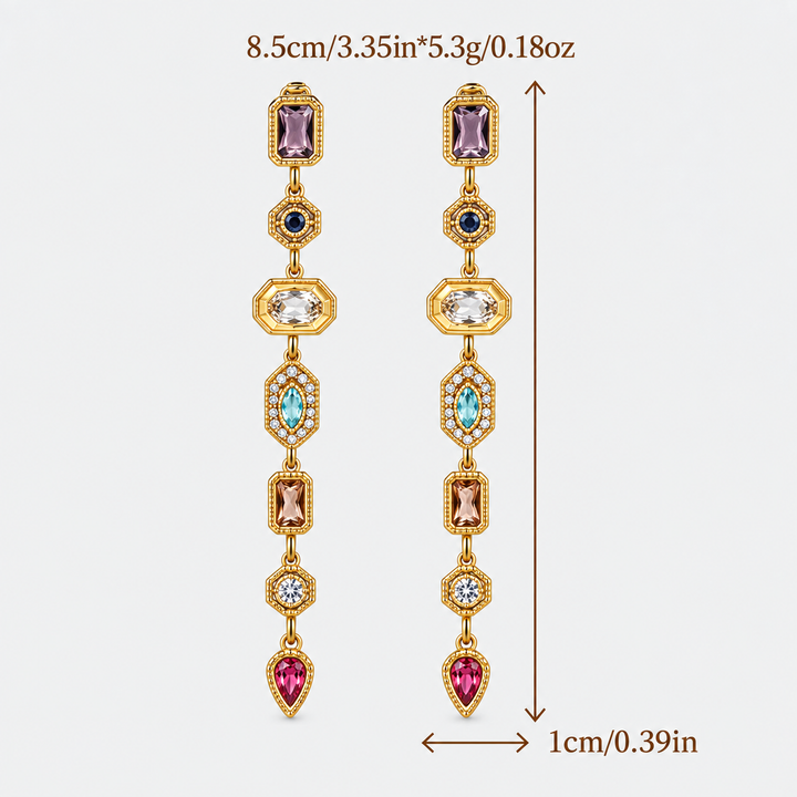 Multicolor Gemstone Vertical Drop Jewelry Set